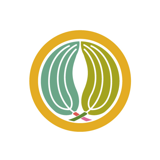 丸に抱き梛の葉[白]